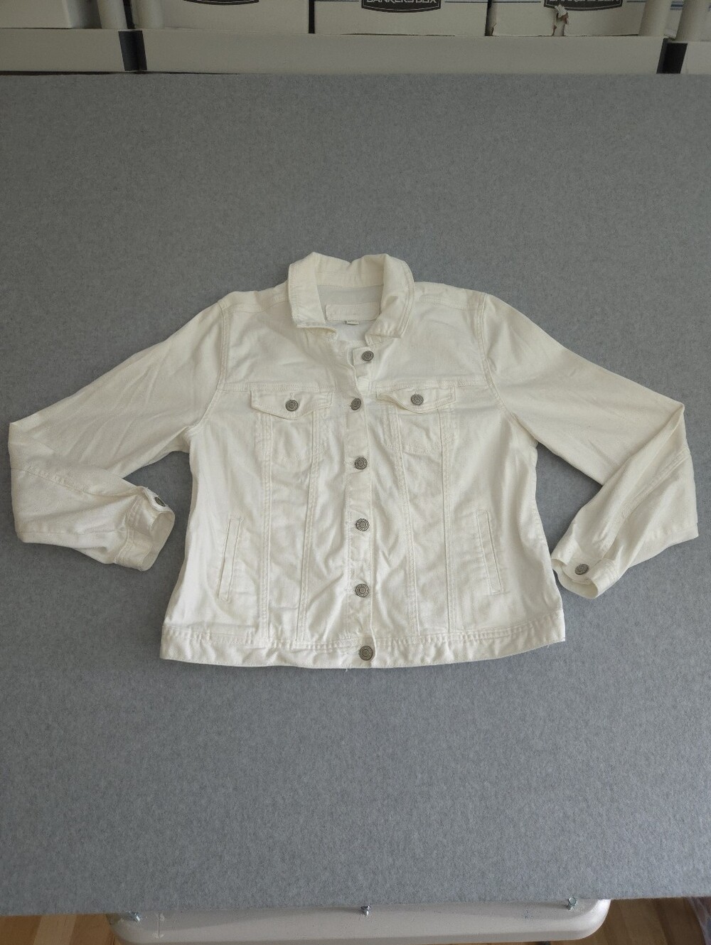 Maurices White Denim Button Up Trucker Jacket Cotton Women's Size 0